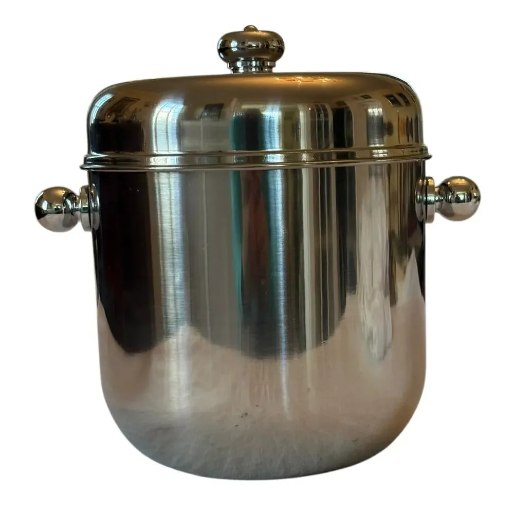 Vintage Godinger Stainless Steel Vodka on Ice Bucket With Five Shot Glasses